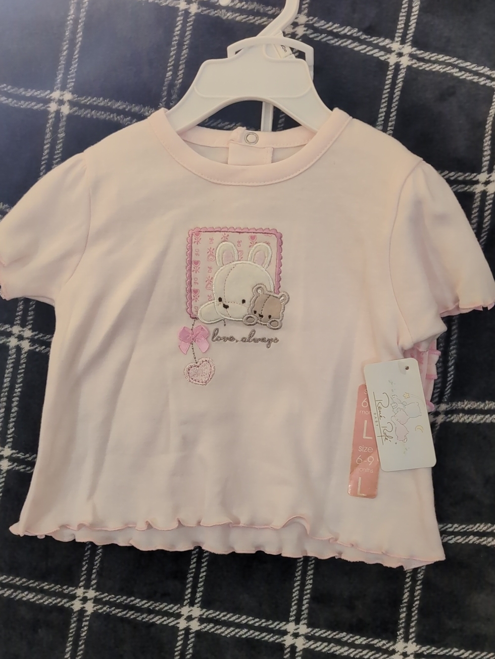 Two Piece Rene Rofe Light Pink Bunny Graphic Short Sleeve Tee And Panties Set